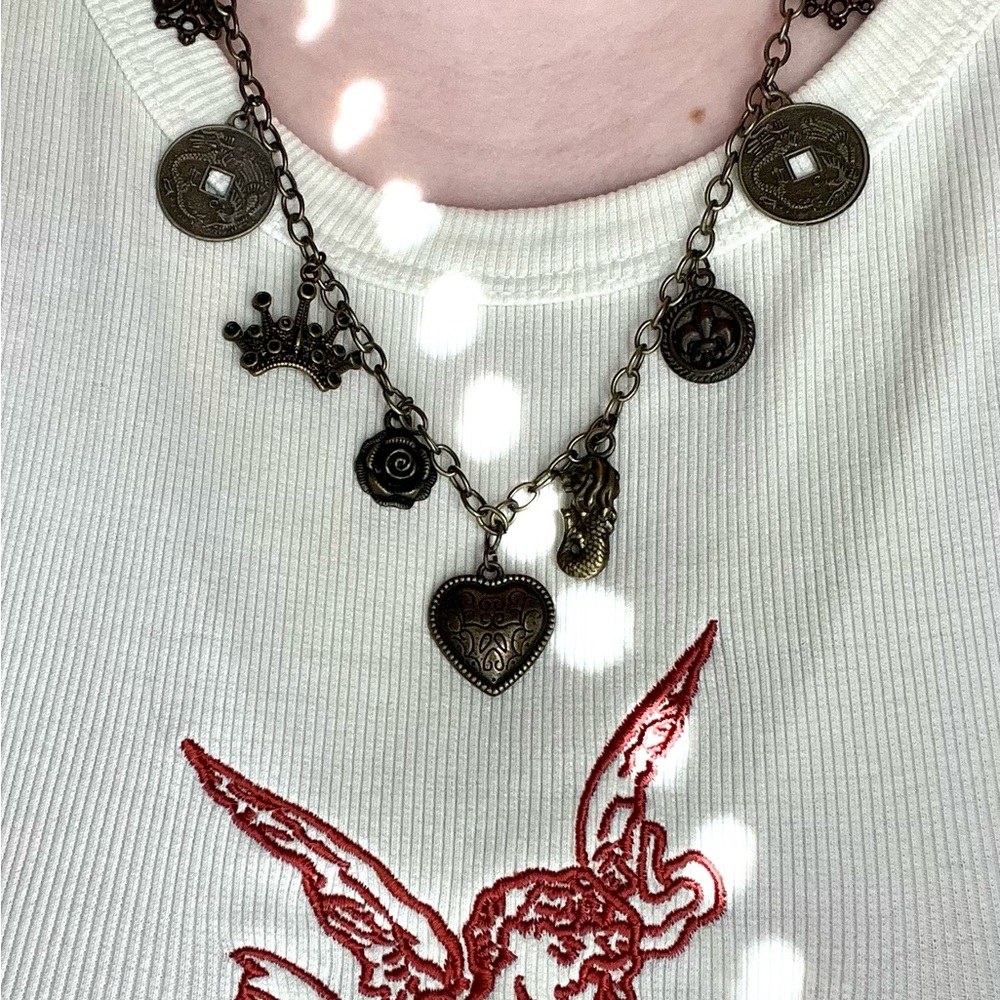 Vintage Brass Charm Necklace